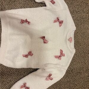White Sweater with Pink Bows